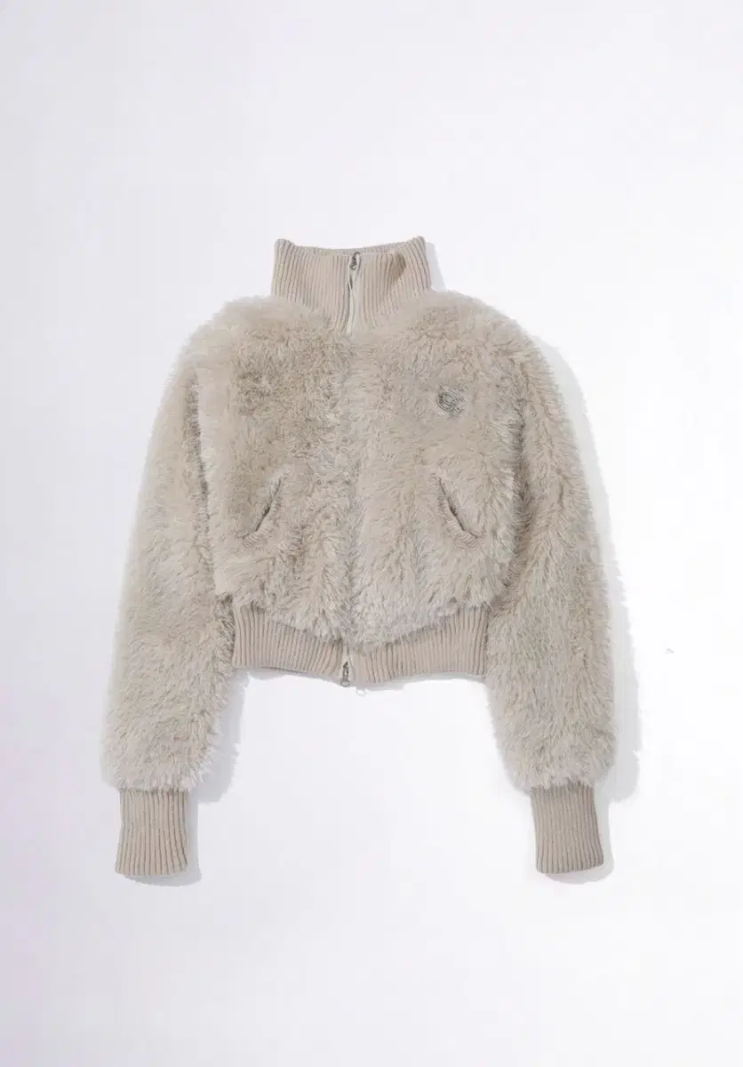 스컬프터 Faux Fur Zip-Up Jacket Pale Gray